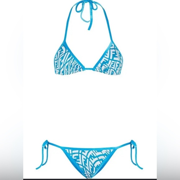 FENDI FF Vertigo Triangle Bikini Set with dust bag and free blue wet bikini bag - Picture 1 of 9